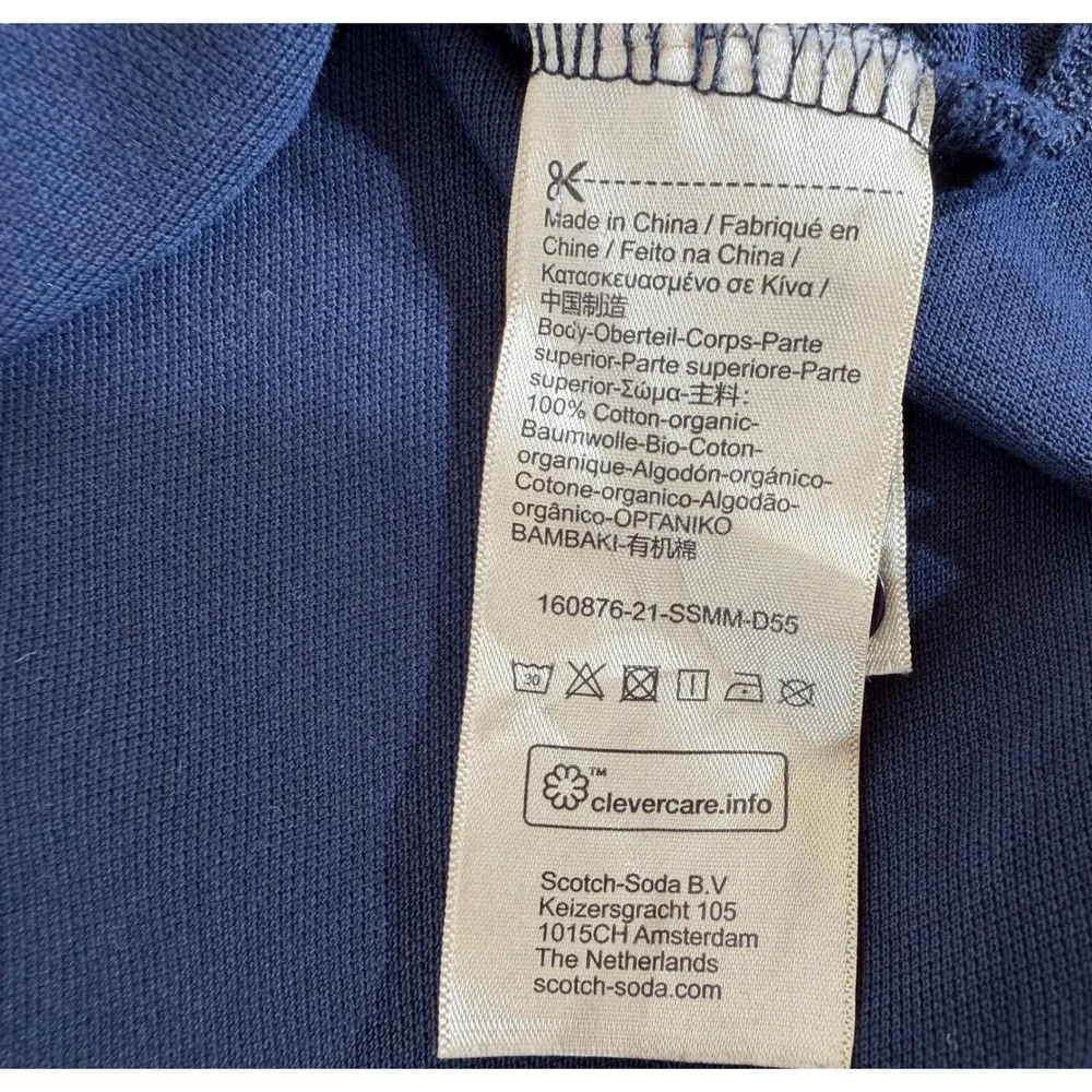 Scotch & Soda Polo Shirt Small Navy Organic Cotton Micro Print Preppy Minimalist